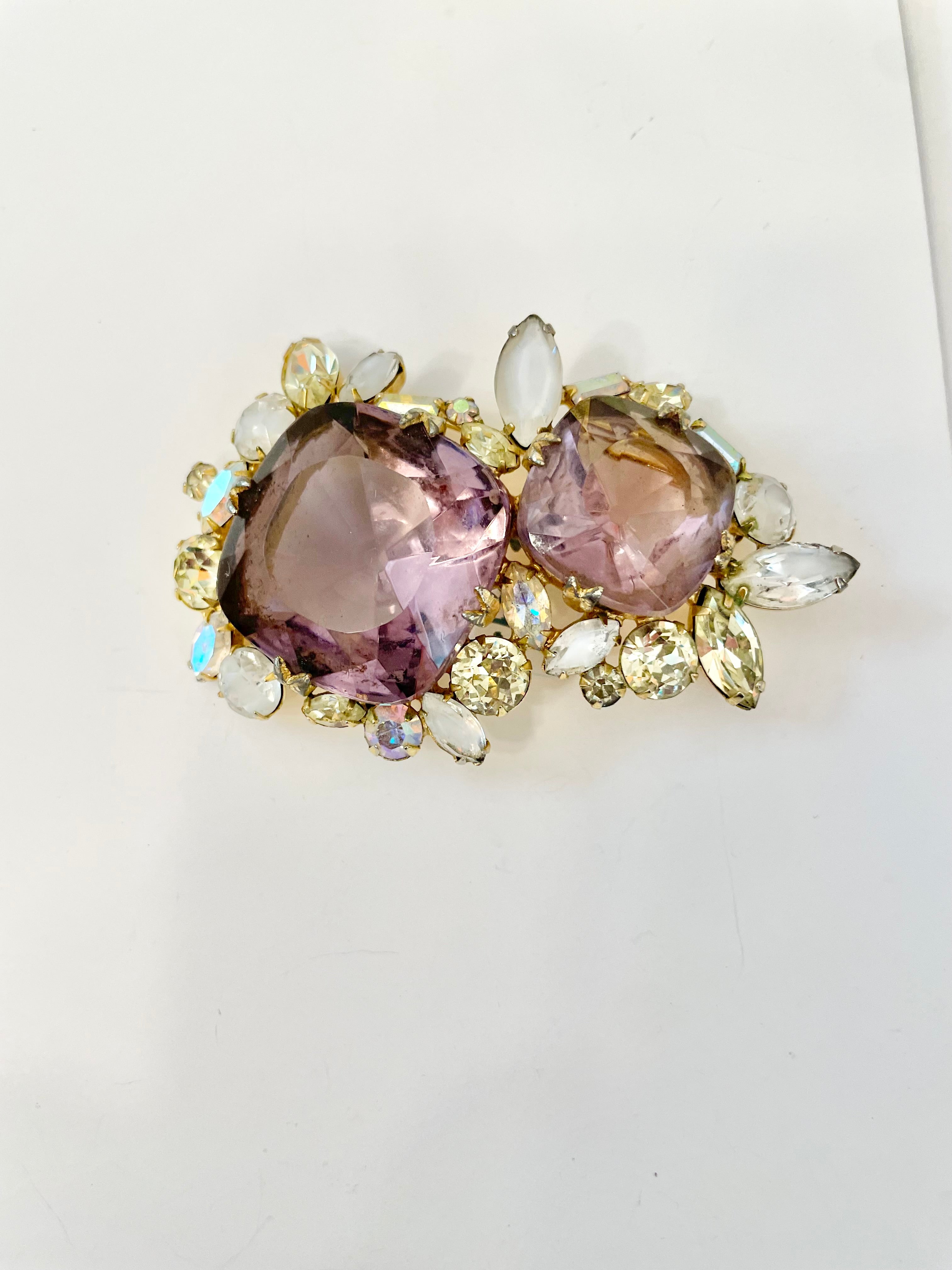 The most divine 1950's amethyst glass stone brooch.... so extraordinary