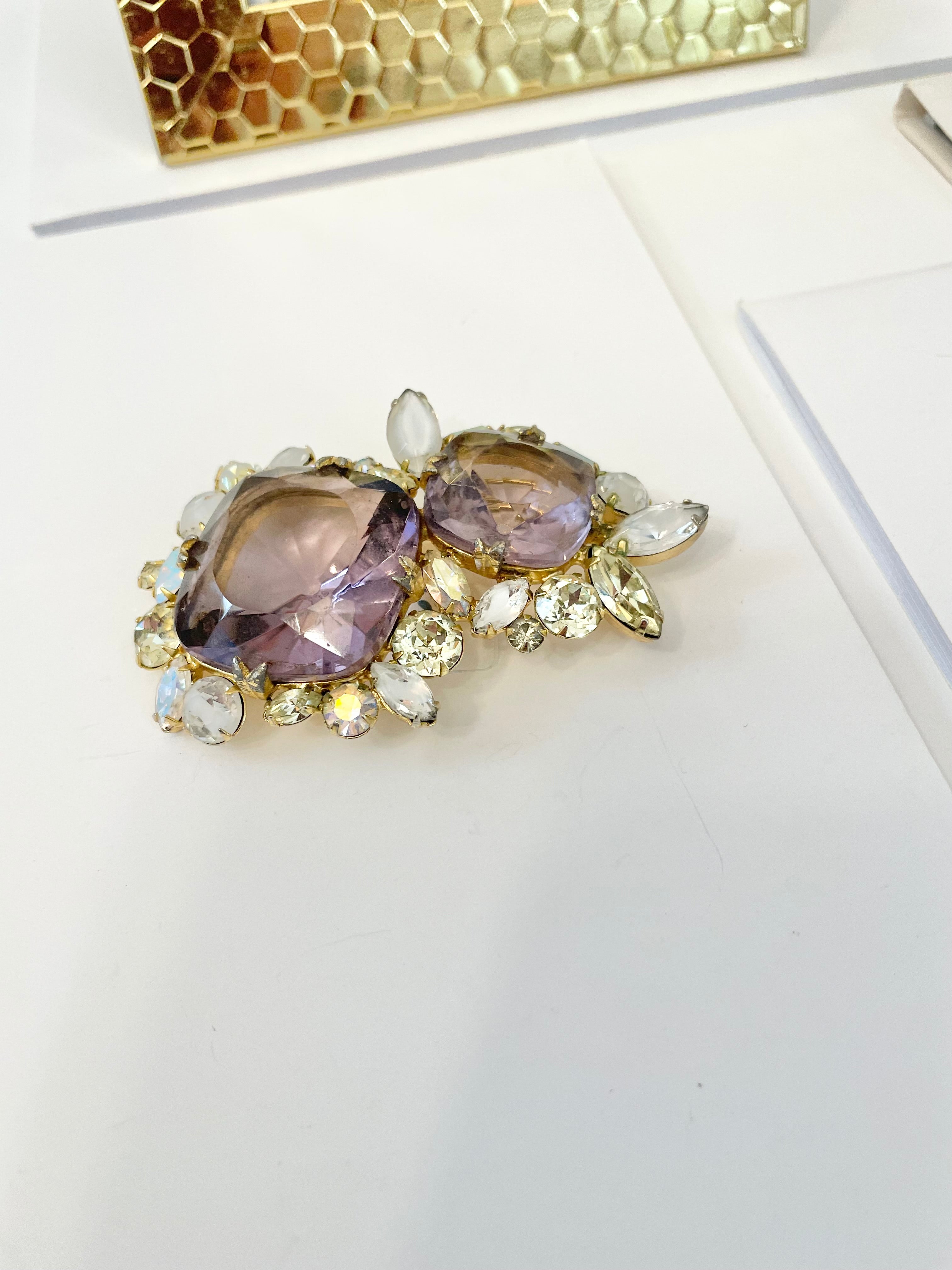 The most divine 1950's amethyst glass stone brooch.... so extraordinary