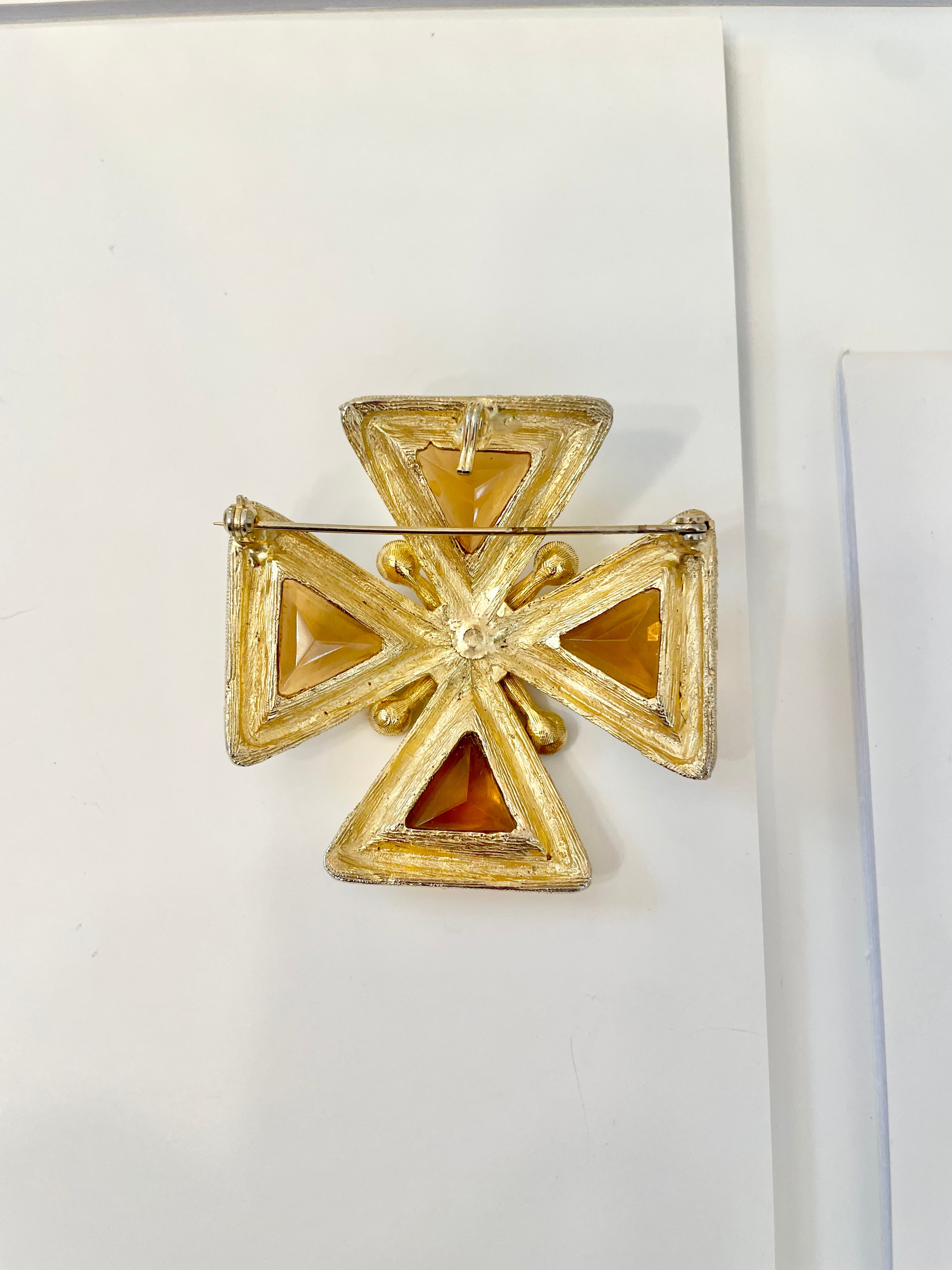 1960's Mistress loves a rich topaz Maltese cross brooch....so extraordinary