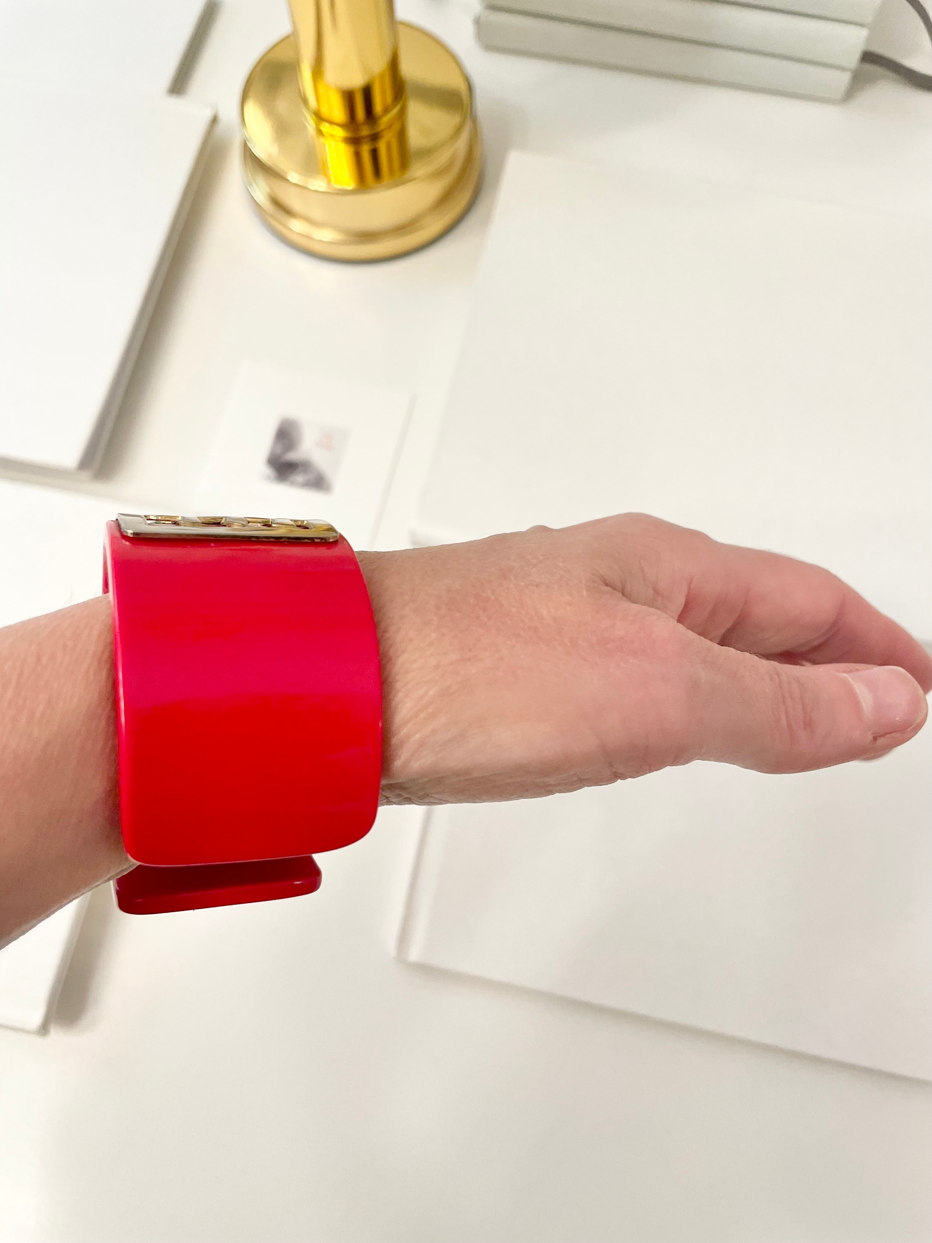 1960's Asian style, delightful crimson cuff bracelet.....The Cheeky Gal adores it!