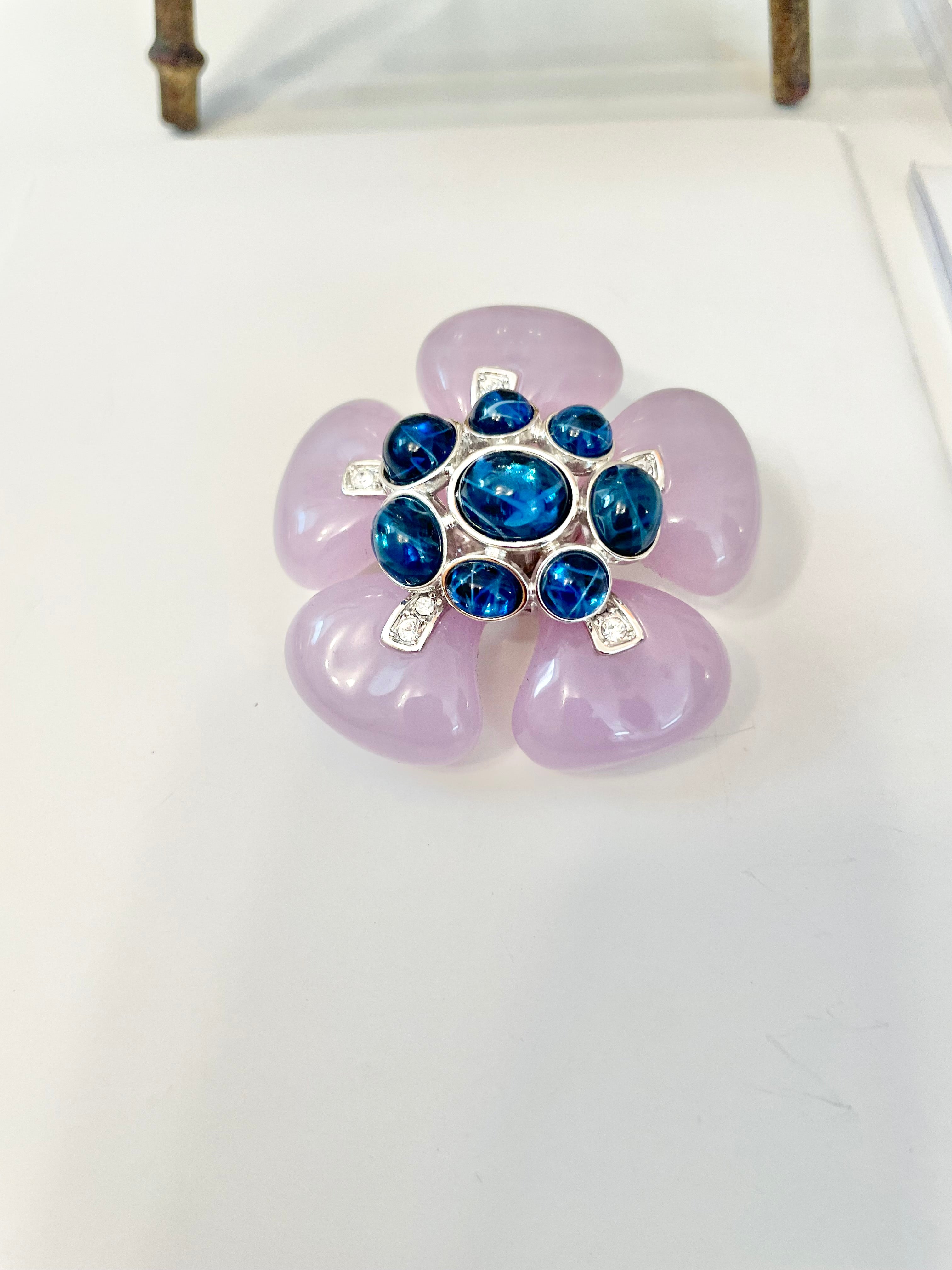 Kenneth Jay Lane stunning purple and sapphire flower brooch... so extraordinary