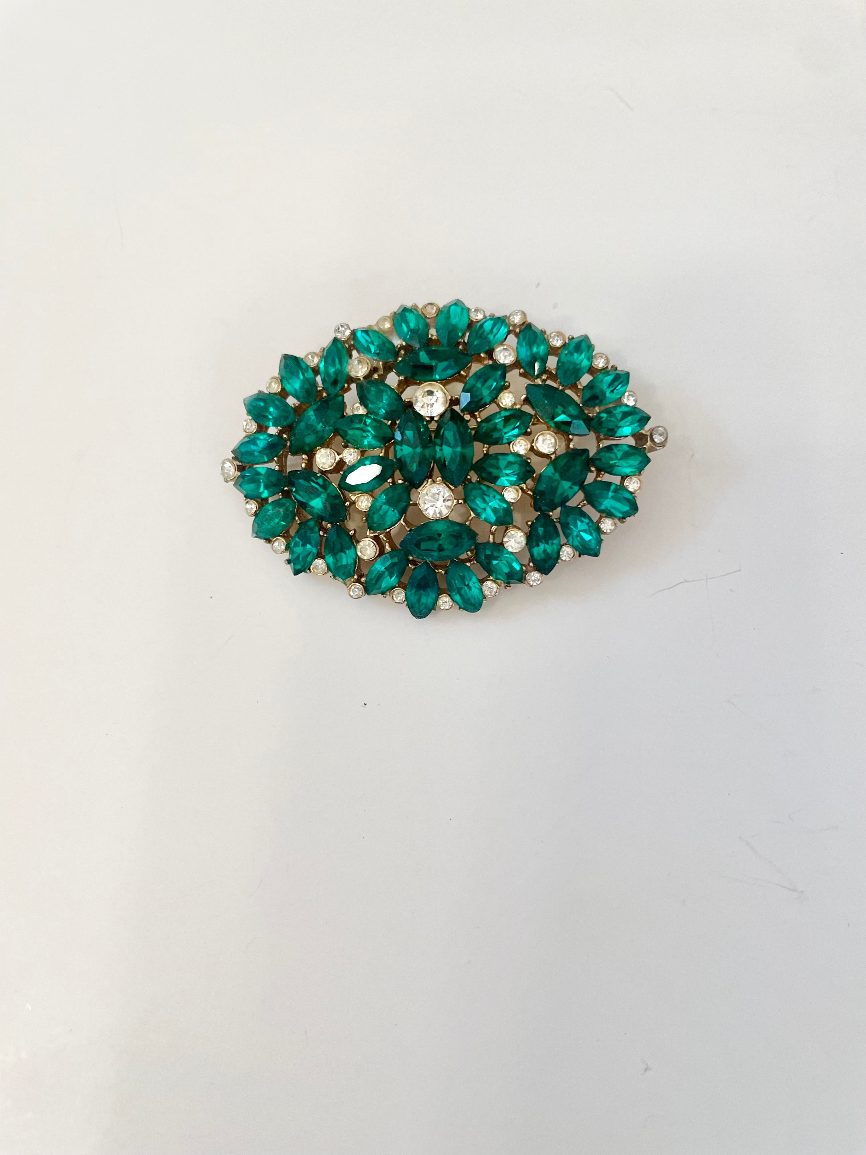 1940's French emerald glass stunning brooch... so chic.