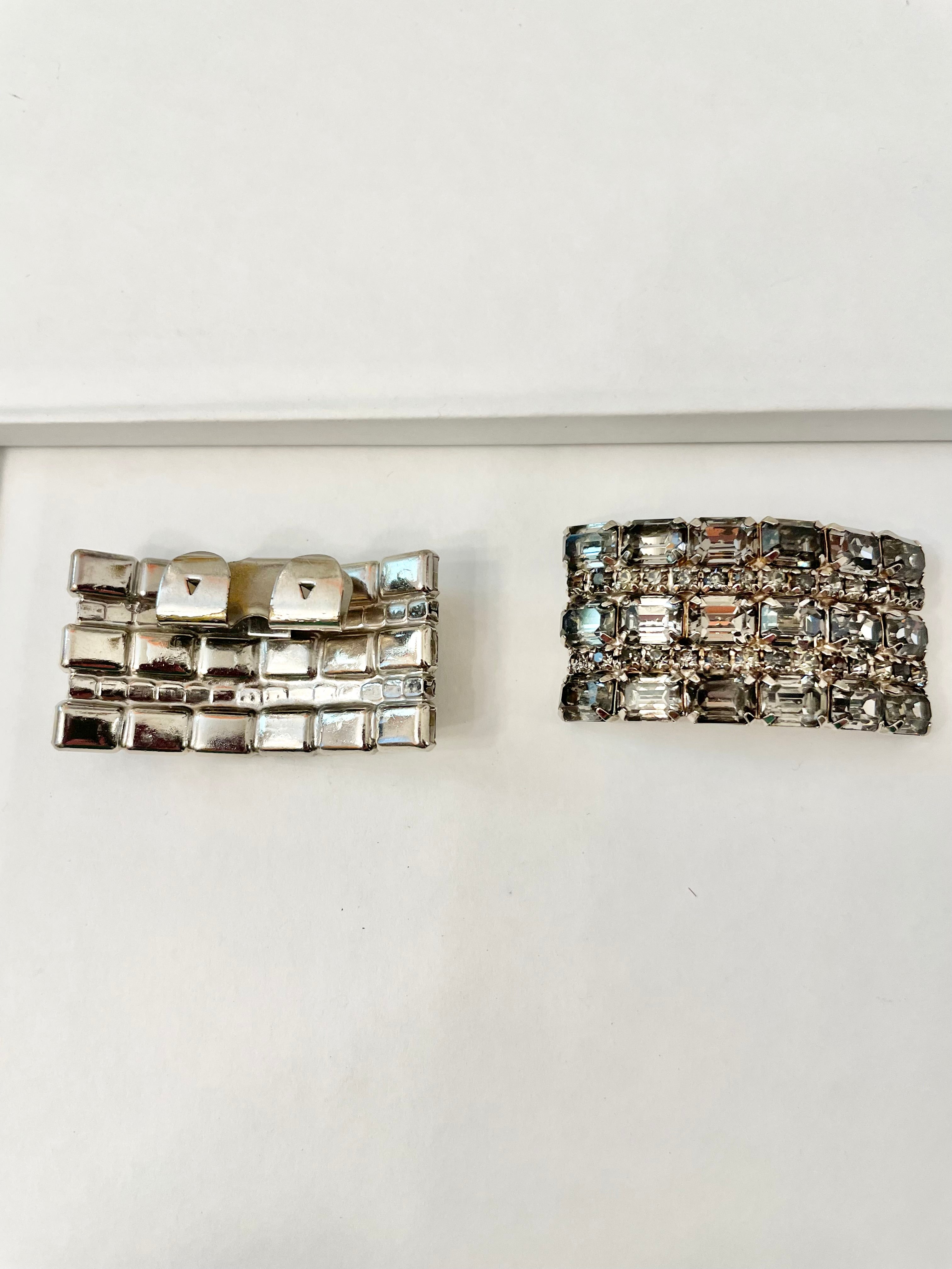 Vintage 1960's stunning gray glass shoe clips... looks divine on your ballet flats, to your emerald green heels!