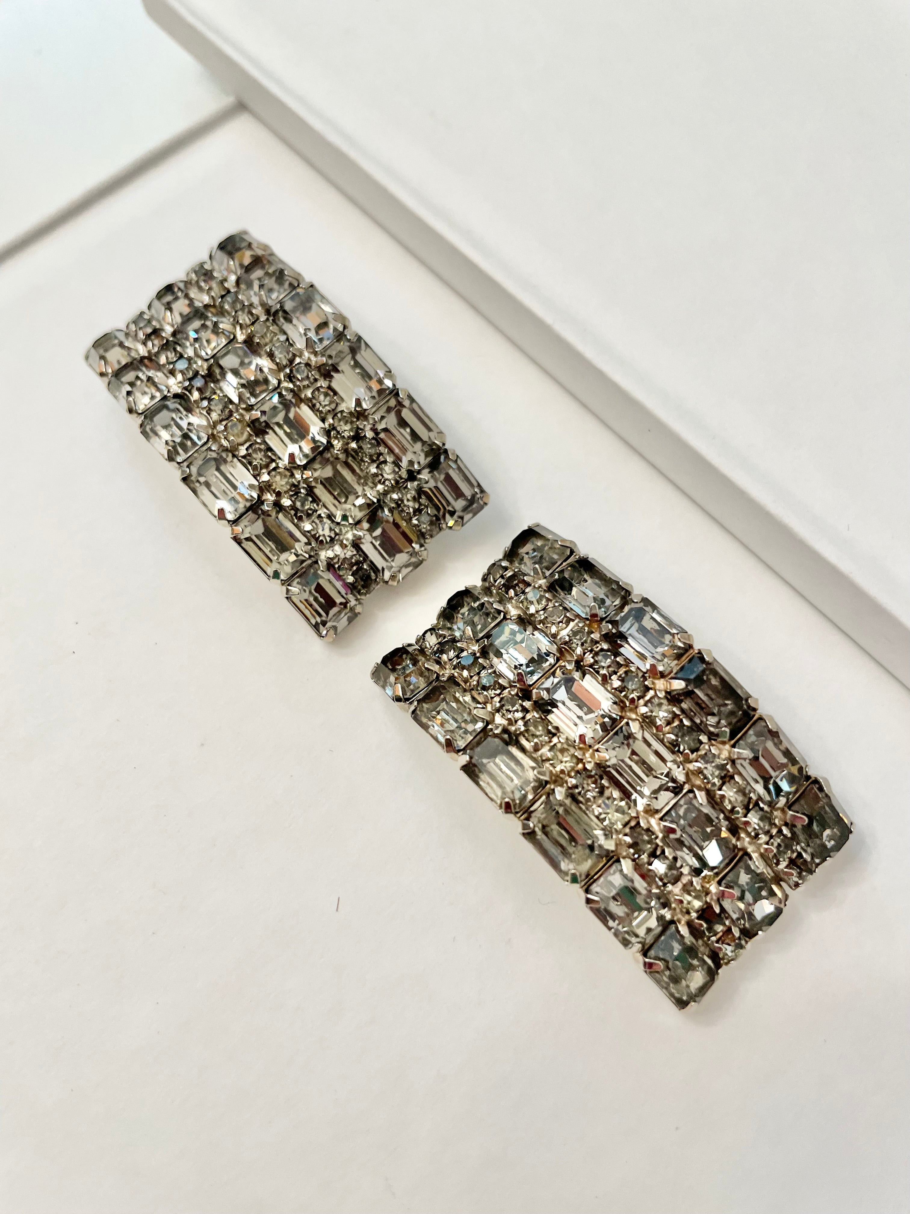Vintage 1960's stunning gray glass shoe clips... looks divine on your ballet flats, to your emerald green heels!