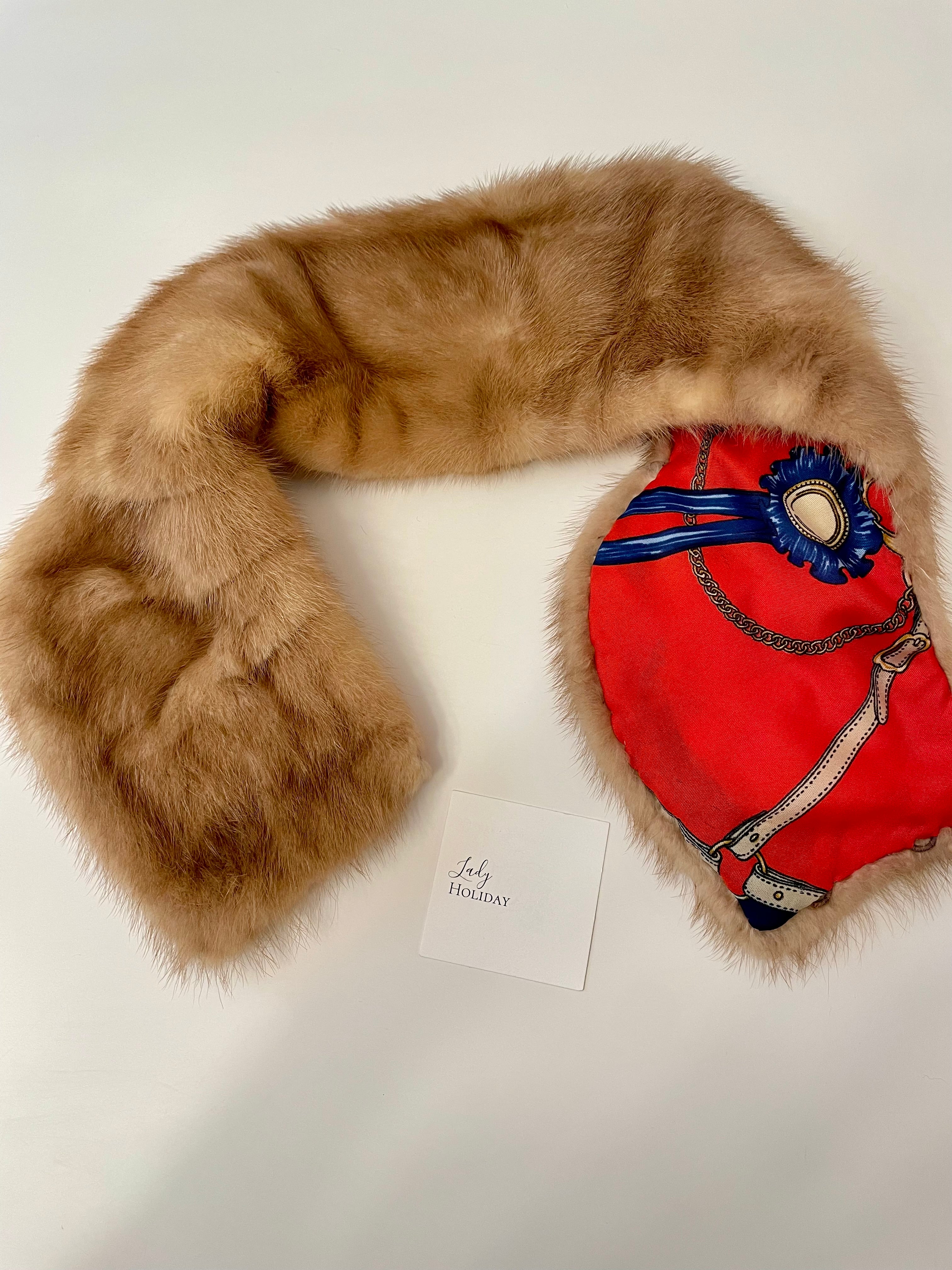Ladies on Holiday, custom mink fur collar lined with vintage scarf.... so extraordinary