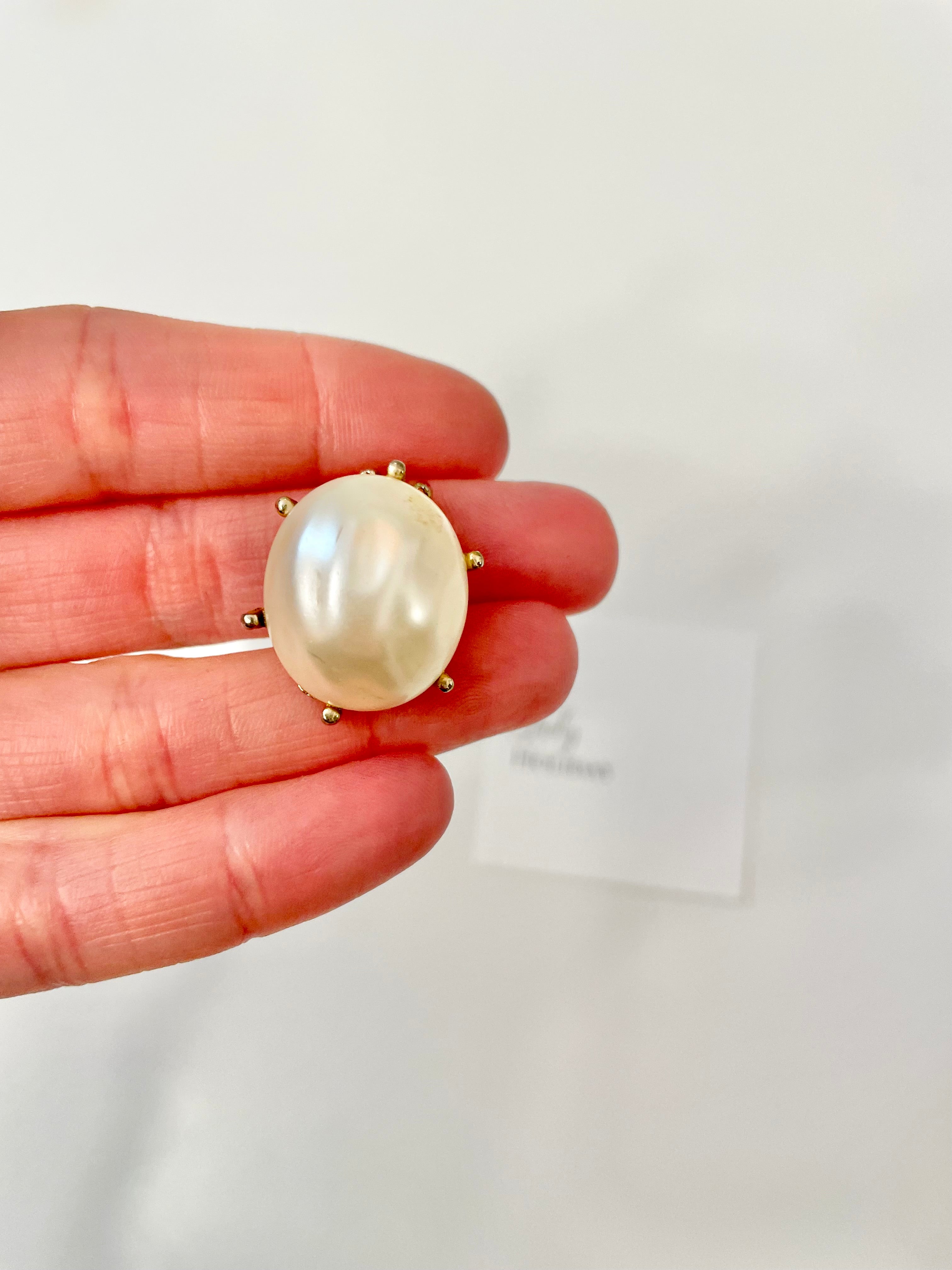 Vintage 1950's delightful faux baroque pearl clip earrings.... so lovely