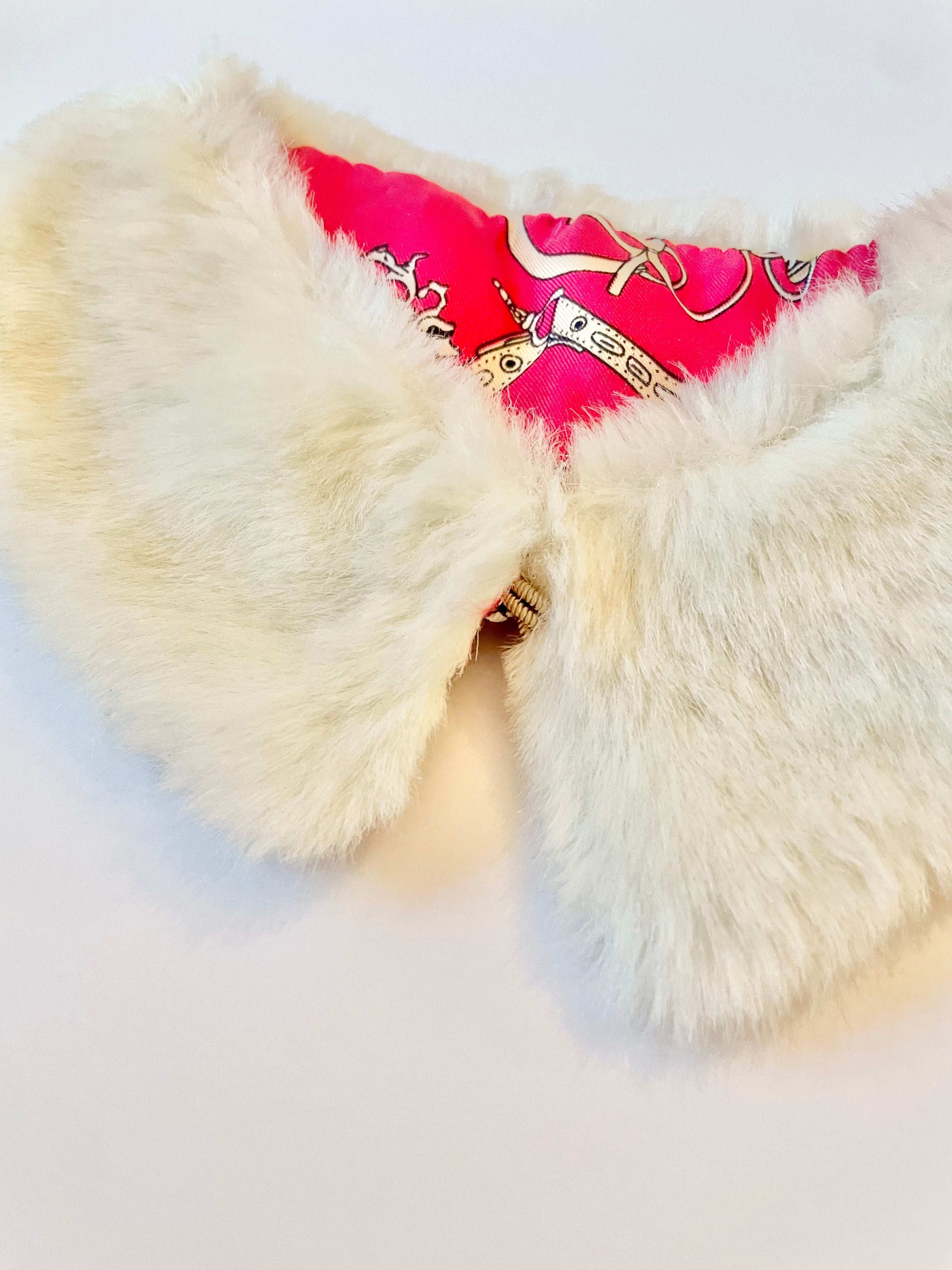 1950's faux blonde fur collar collar lined with Hermes.... so charming