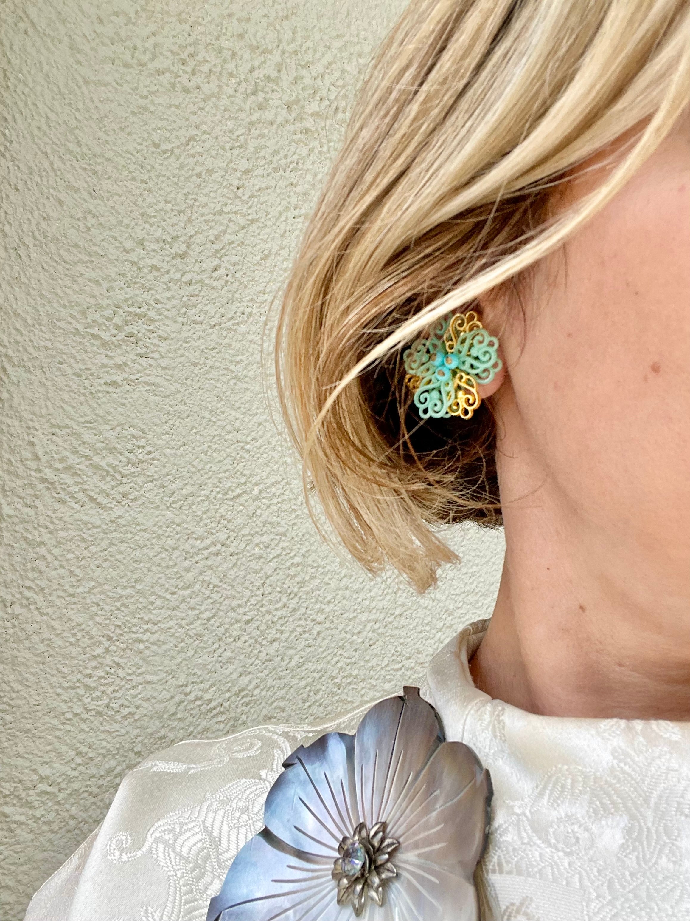 The flowery gal loves a pretty statement earring..