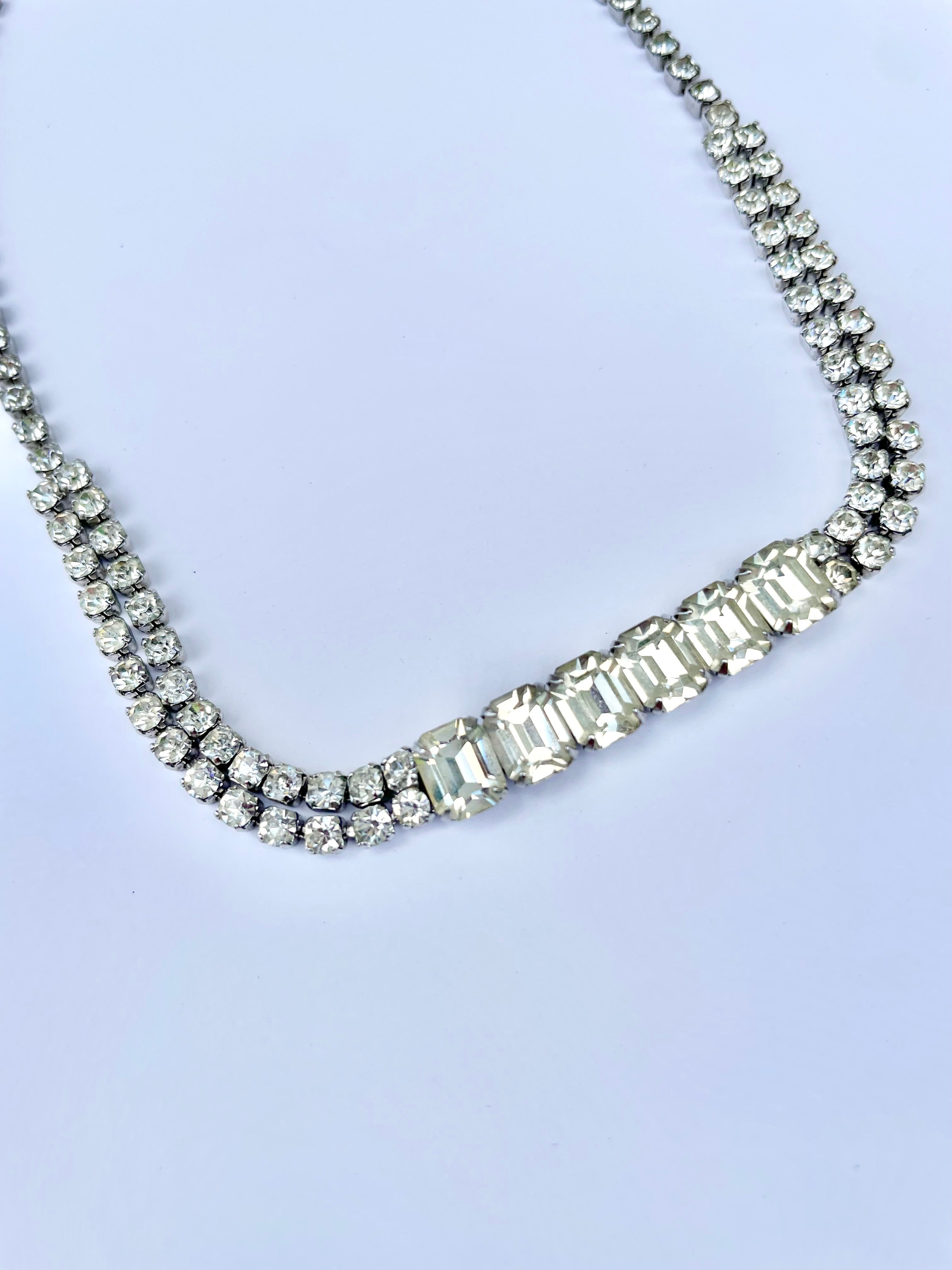 1950's Made In France emerald cut stone choker....