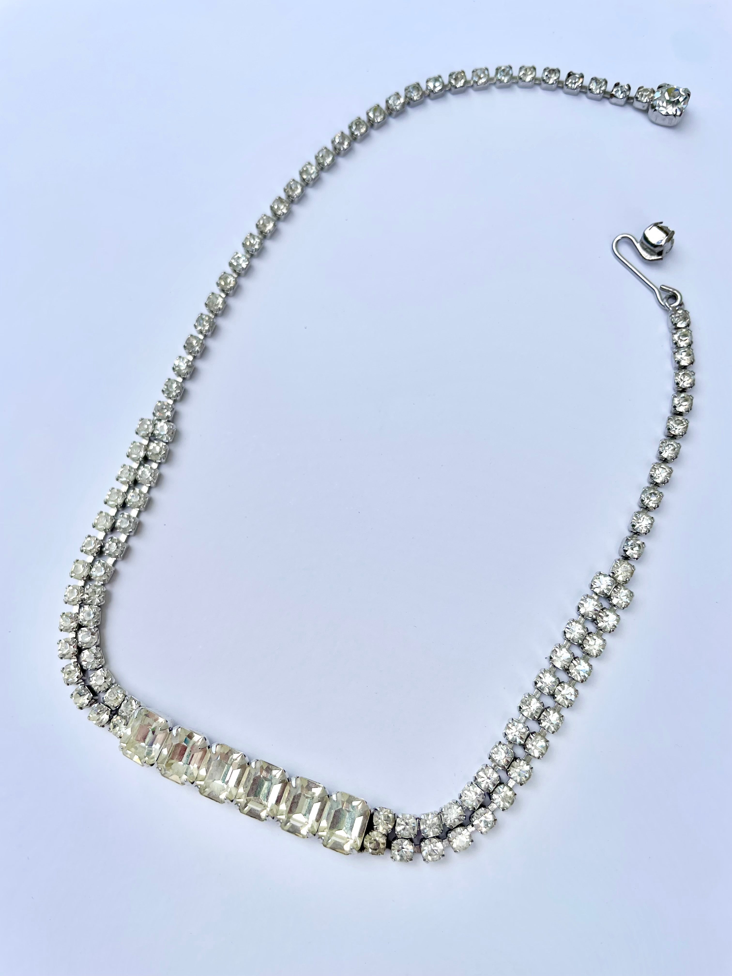 1950's Made In France emerald cut stone choker....