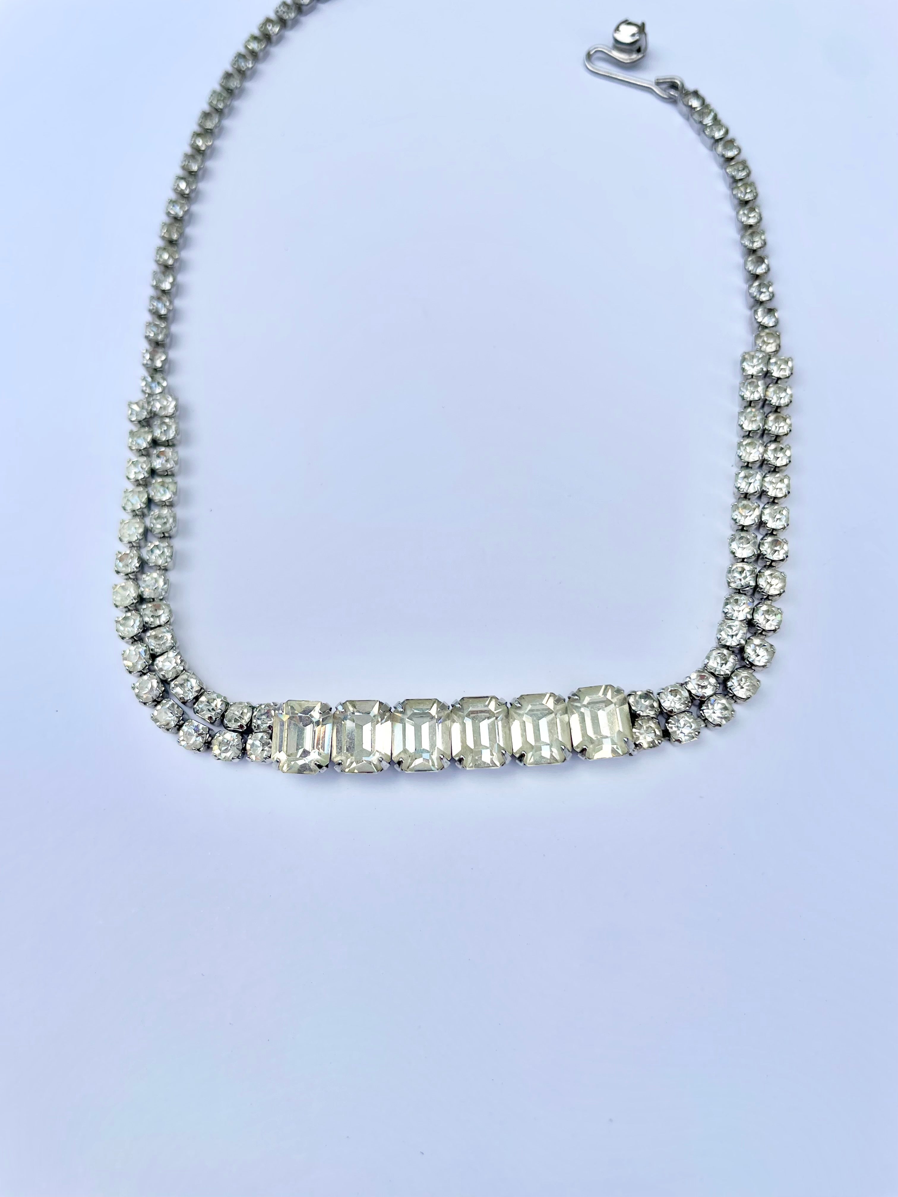 1950's Made In France emerald cut stone choker....