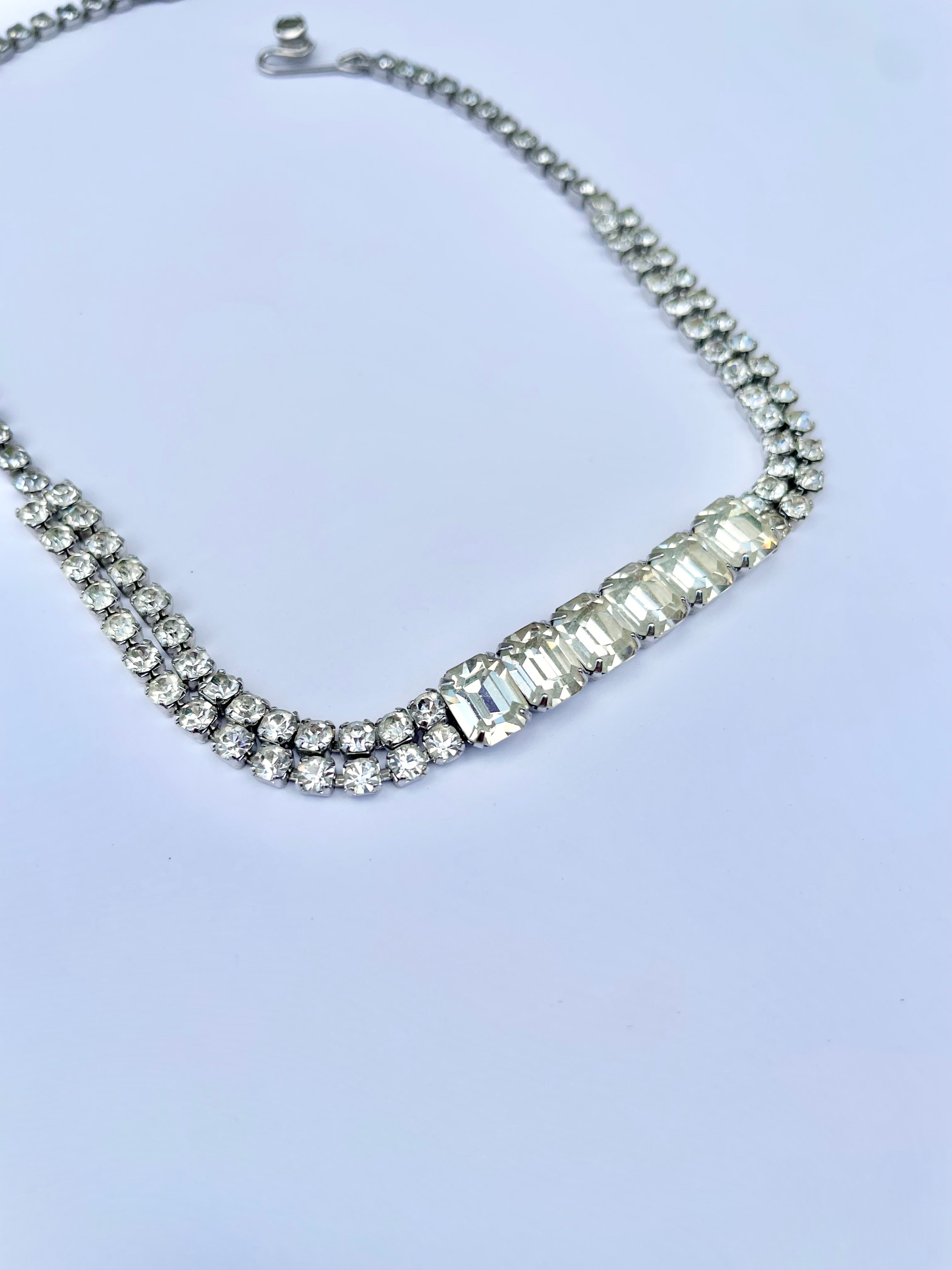 1950's Made In France emerald cut stone choker....