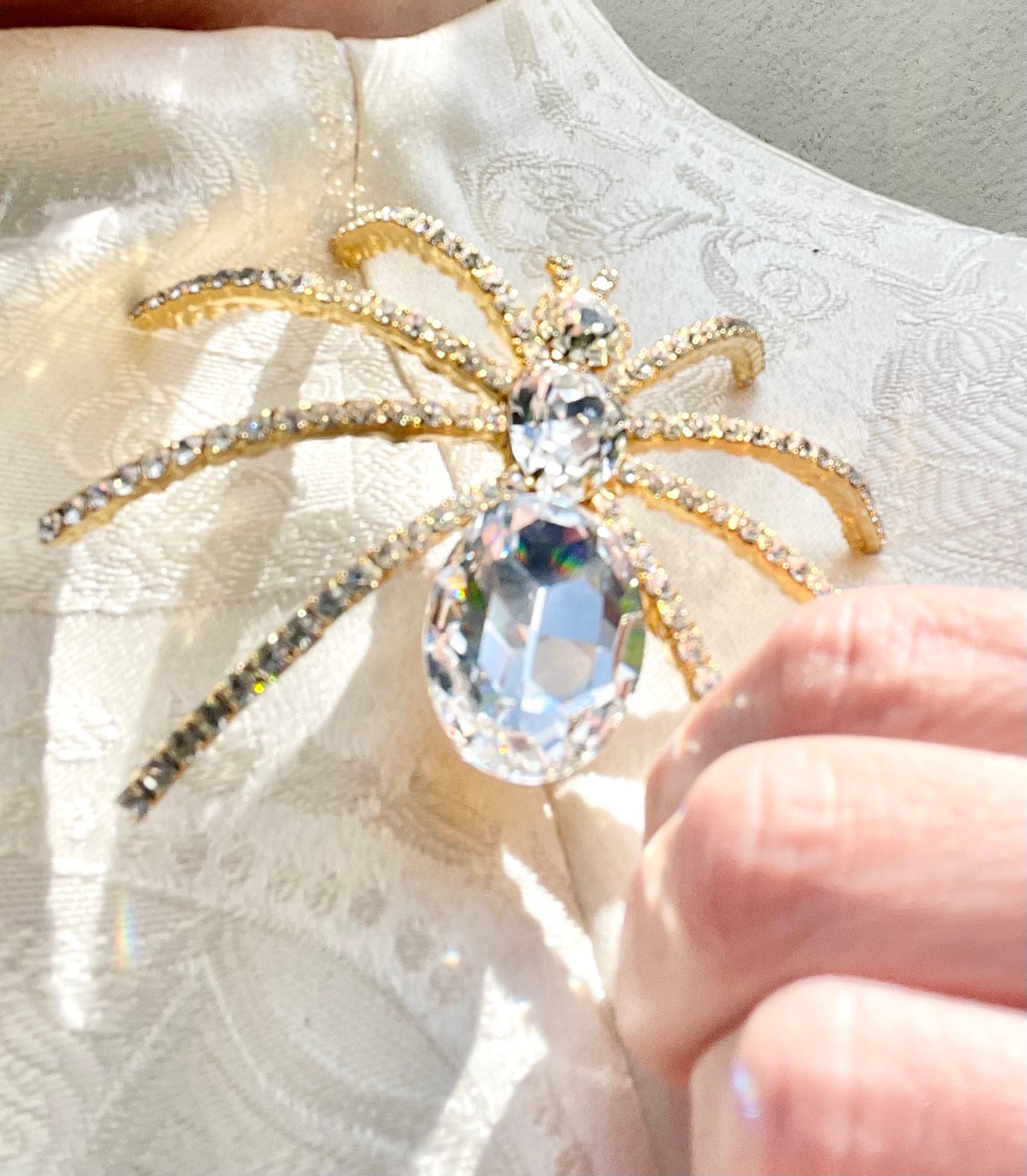 The Cheeky lady loves a dramatic brooch, this spider is a conversation piece!