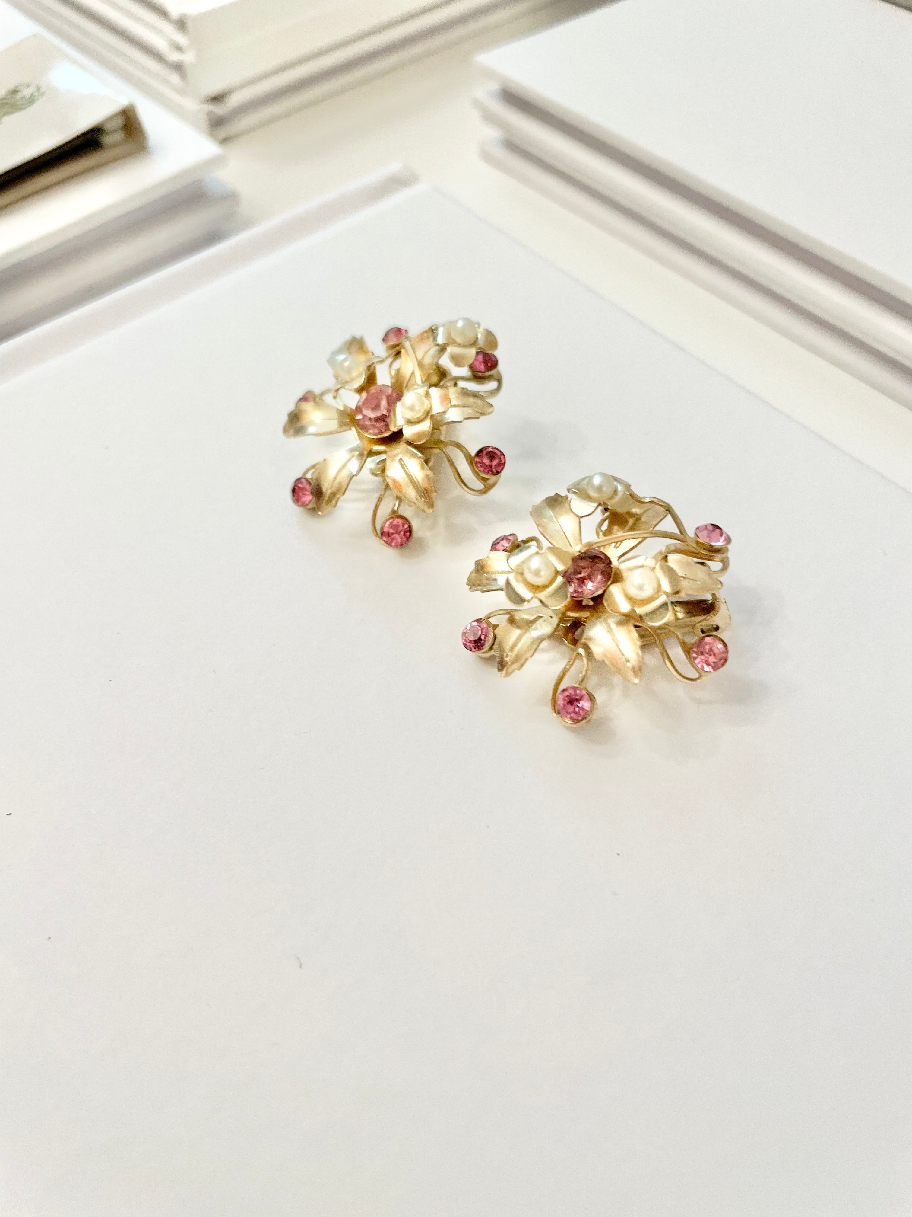 The Flirty Gal and her maddening love of everything pink! These pink and pearl sculpted flower earrings are pure perfection!