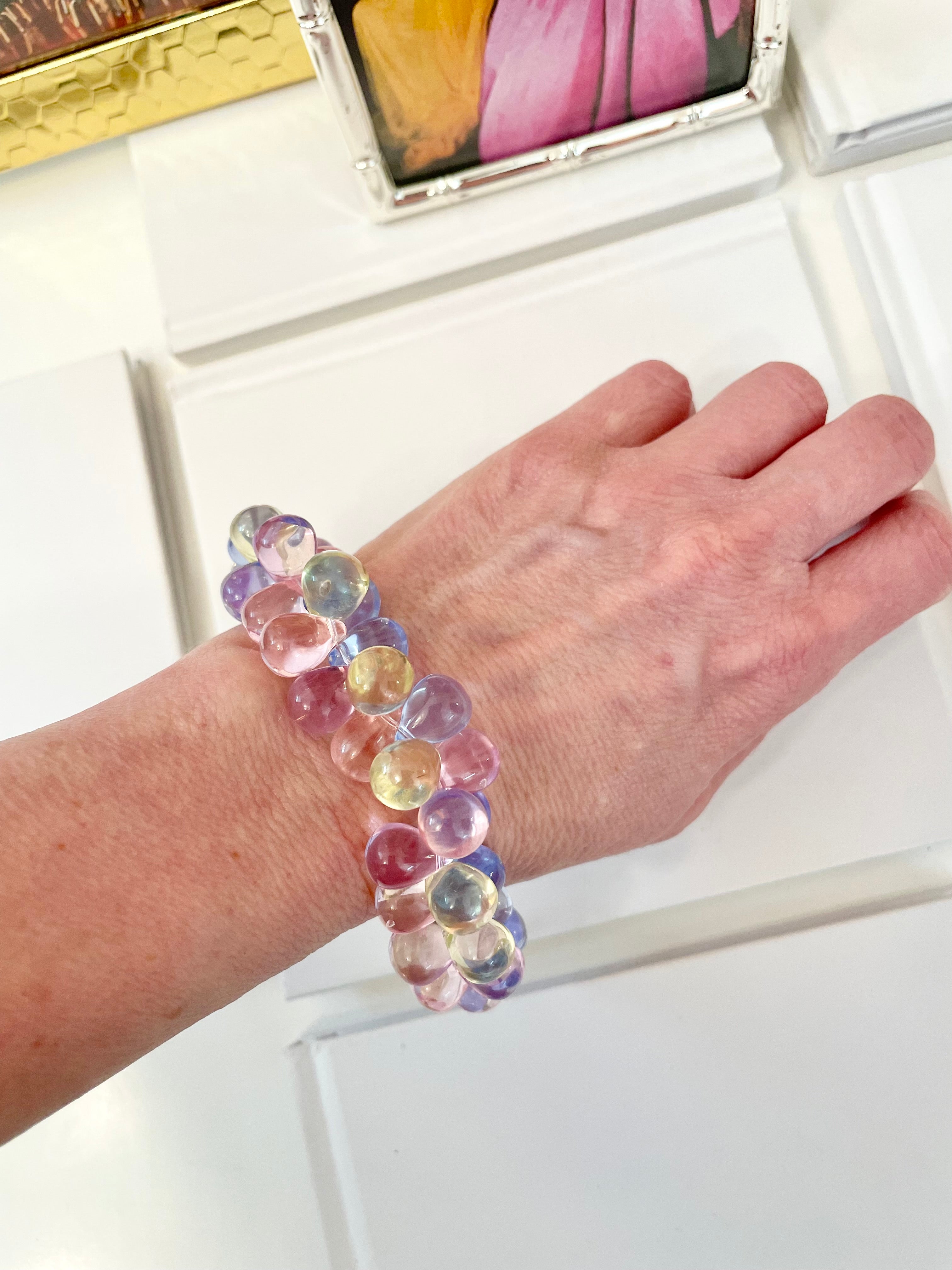 The happy hostess and her love of color.. This lucite bracelet is truly divine.