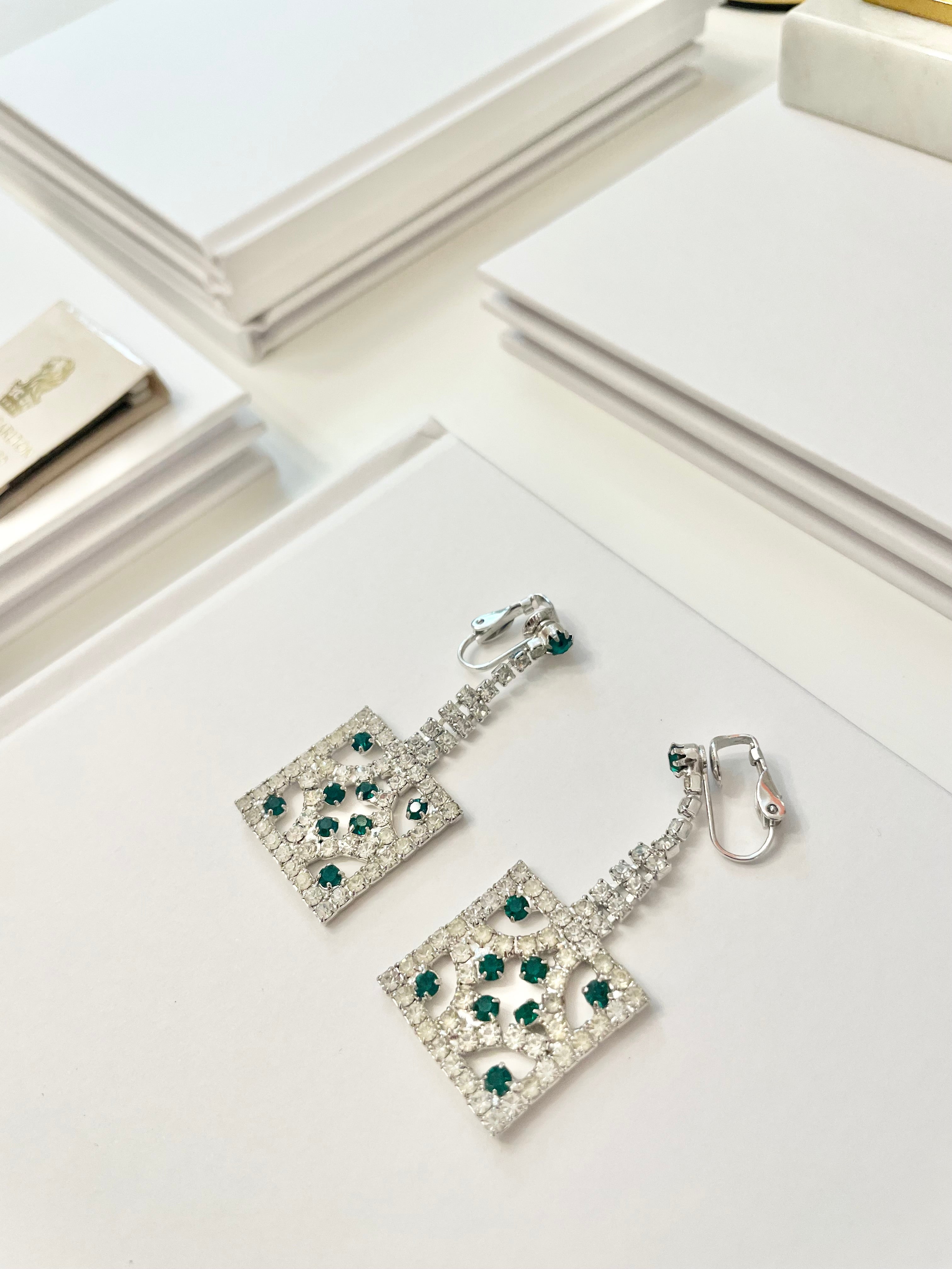 The Heiress and her love of emeralds, and diamonds... These 1960's drop fret work super chic earrings, are any woman's wish! So elegant..