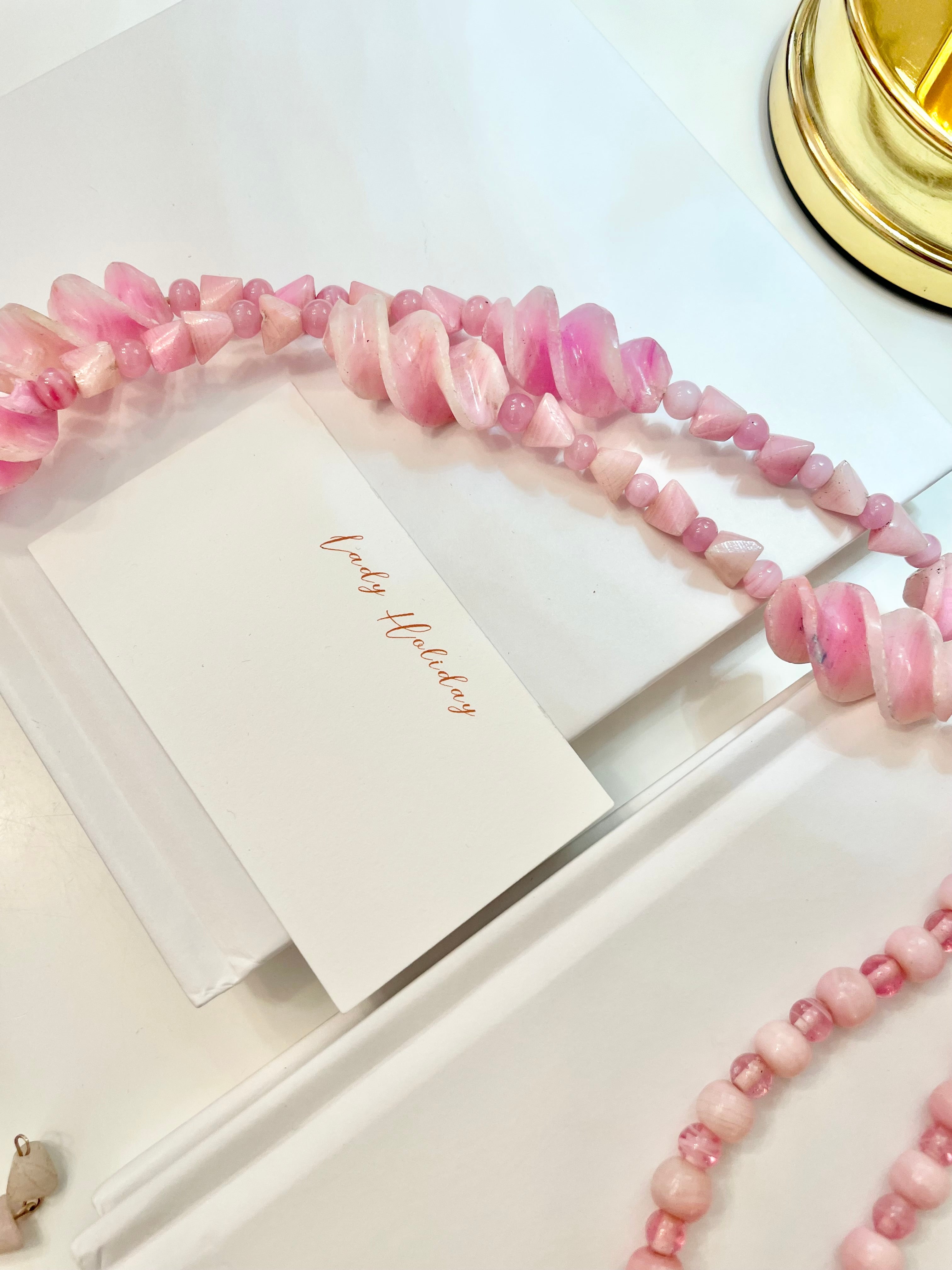 Vintage 1960's soft pink glass elegant long beaded necklace... so feminine!